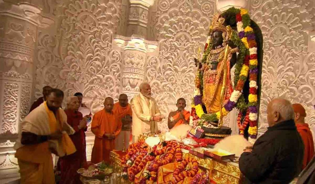 प्रभू श्रीरामाचा प्राणप्रतिष्ठापना सोहळा संपन्न, प्रभू श्रीराम अयोध्येतील राम मंदिरात विधीवत विराजमान